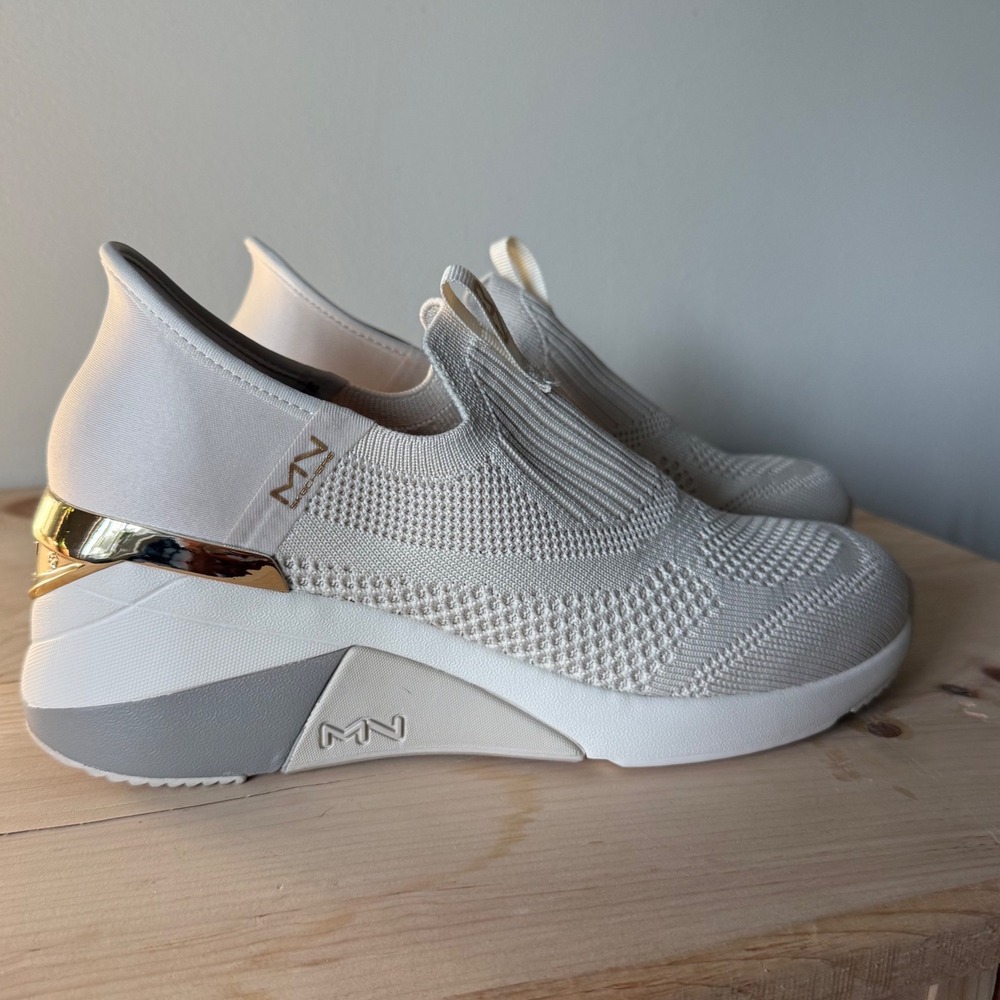 Mark Nason by Skechers Hands Free Slip-Ins Knit Wedge Sneakers Gold Women's 8.5